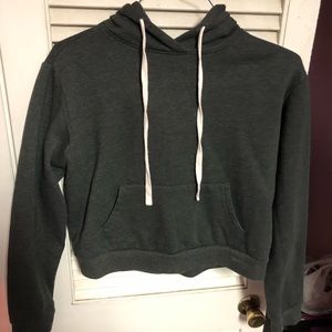 Cropped hooded gray sweatshirt